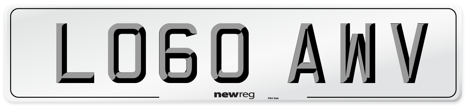 LO60 AWV Number Plate from New Reg